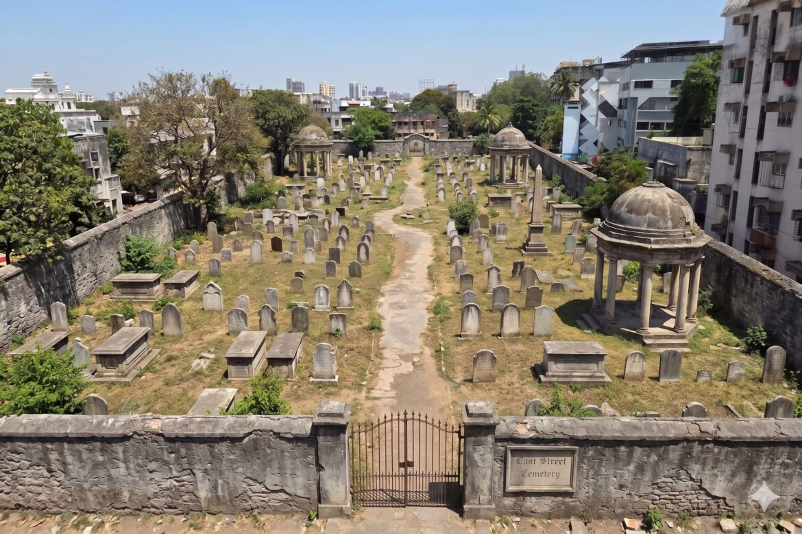AI reconstruction of East Street Cemetery Pune as it may have looked in the 1880s