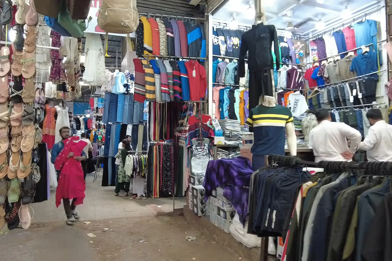 Ground level view of Fashion Street hawkers market East Street Pune Camp